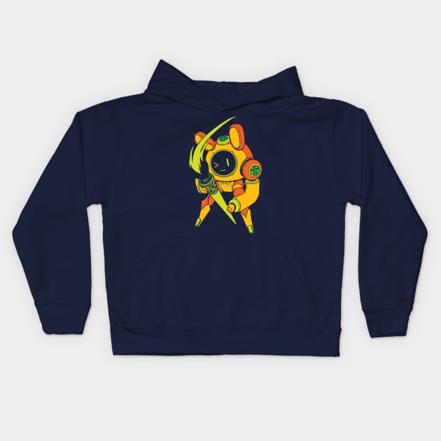 Bunny Bot - Neon Citrus Kids Hoodie by banditotees